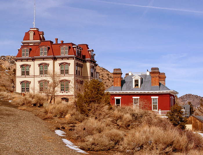 Fourth Ward School and Chollar Mansion in Virginia City, Nevada