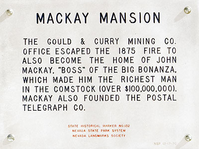 Nevada Historical Landmark 132: Mackay Mansion