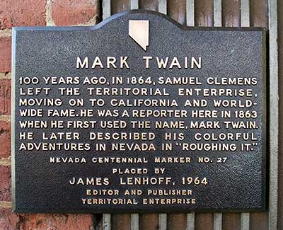 Nevada Historical Landmark 28: Mark Twain