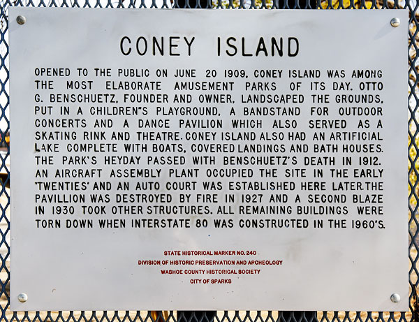 Nevada Historical Marker 240: Coney Island