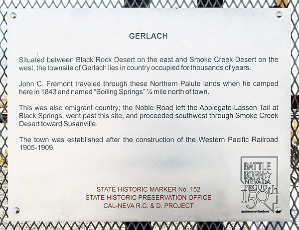 Nevada Historical Marker 152: Gerlach