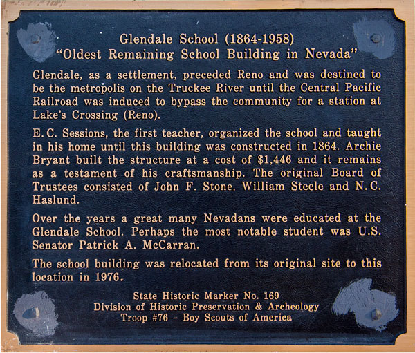 Nevada Historical Marker 169: Glendale School in Sparks