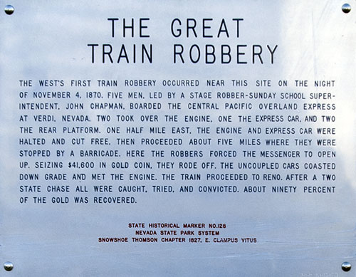 Nevada Historical Marker 128: Great Train Robbery