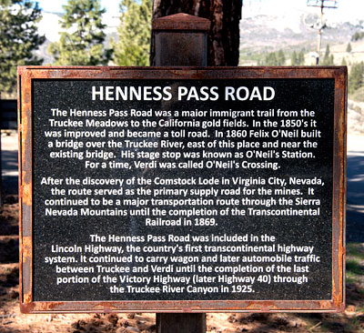 Points of Historic Interest in Washoe County: Henness Pass Road