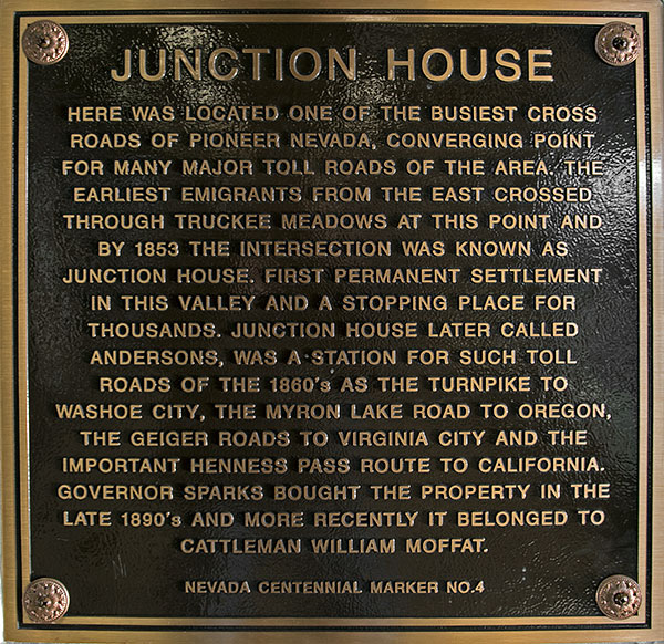Nevada Historical Marker 4: Junction House