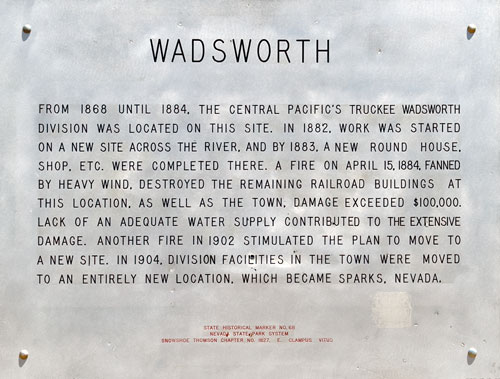 Nevada Historical Marker 68: Wadsworth