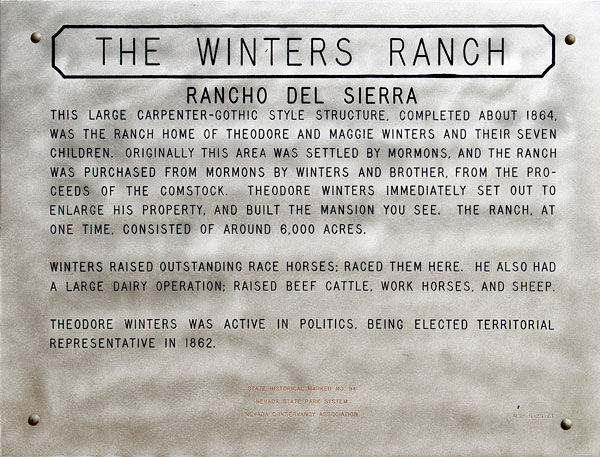 Nevada Historical Marker 94: The Winters Ranch