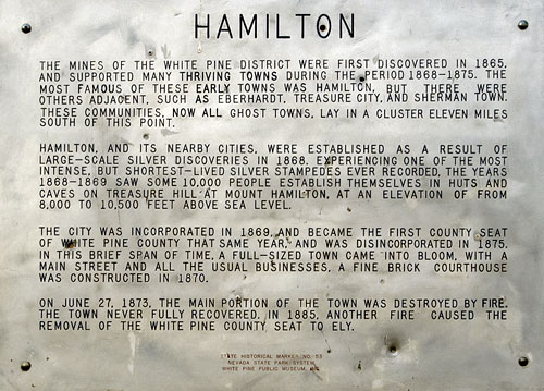 Nevada Historic Marker 53: Hamilton