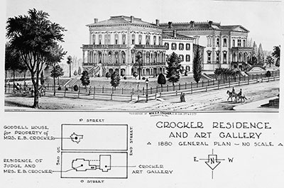 1880 Drawing of Crocker Residence and Gallery
