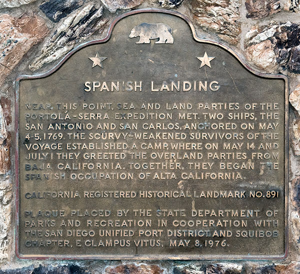 California Historical Landmark 891: Spanish Landing in San Diego, California