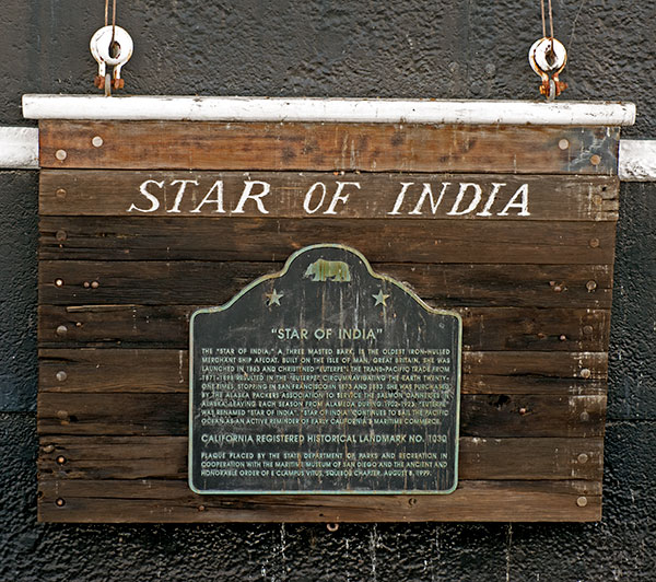 California Historical Landmark 1030: Star of India in San Diego Harbor