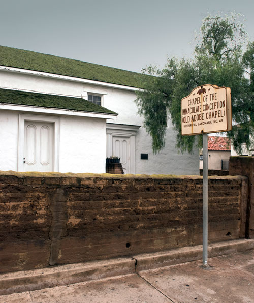 California Historical Landmark 49: Adobe Chapel of the Immaculate Conception in San Diego, California