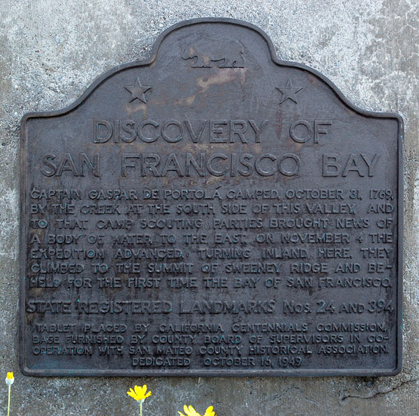 California Historical Landmark #24: Portola Camp and Discovery of San Francisco Bay