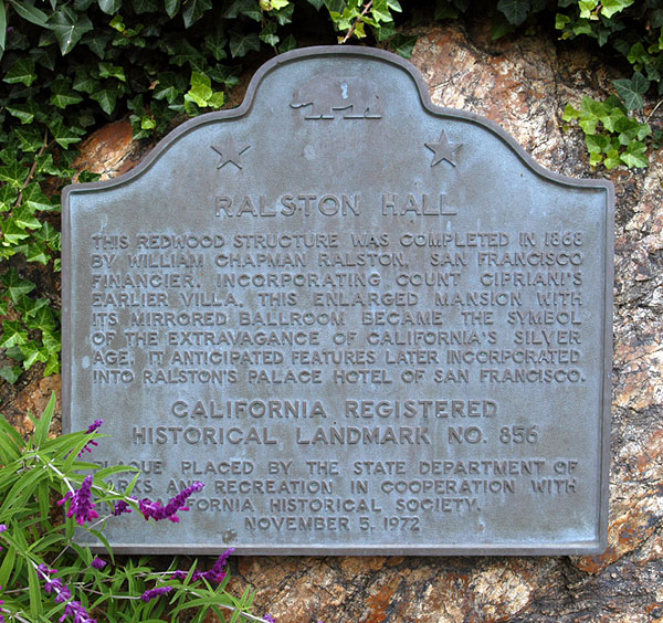California Historical Landmark #856: Ralston House in Belmont