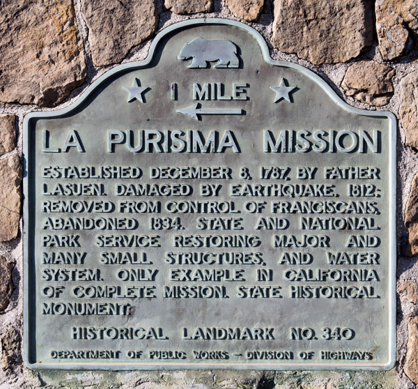 California Historical Landmark 340: La Purisima Mission Marker