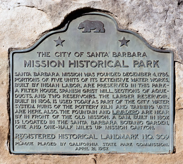 California Historical Landmark 309: Santa Barbara Mission Historical Park