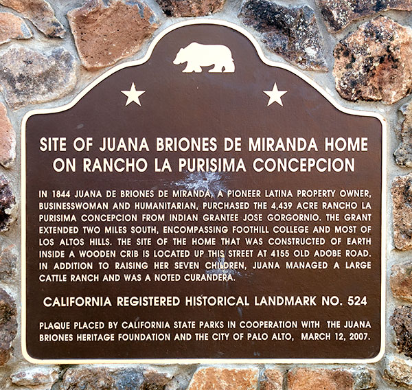 California Historical Landmark #524: Juana Briones De Miranda Site