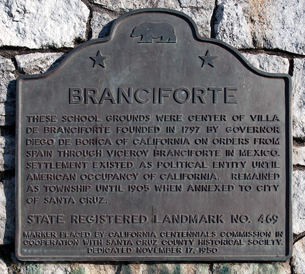 California Historical Landmark 469 Villa de Branciforte Site in