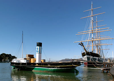 Eppleton Hall Paddlewheel Tugboat and Balclutha Square-Rigged Sailing Ship