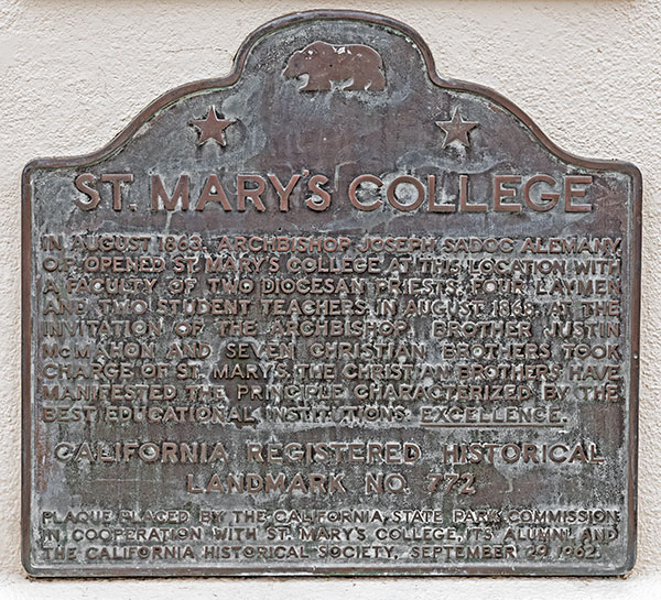 California Historical Landmark #772: Saint Mary's College