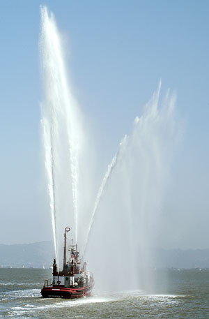Fireboat Phoenix on Opening Day in the Bay