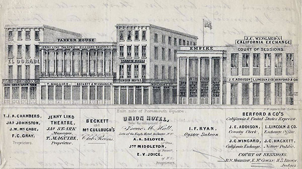 East Side of Portsmouth Square Circa 1852