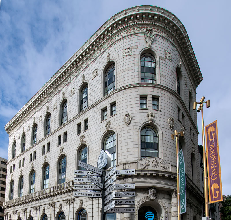 The Hallidie Plaza Branch of the Bank of Italy was designed by Bliss & Faville and built in 1920.