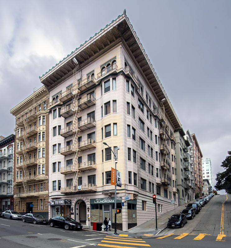 Contractor James L. McLaughlin built the Sheridan Arms Apartments at 604 Bush Street in 1915