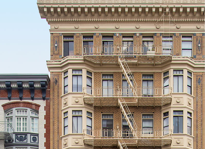 The Edison Apartments at 618 Bush Street were designed by Rousseau & Rousseau and built in 1914.