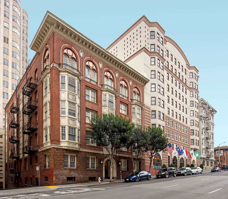 The Angelus Apartments at 645 Bush Street were designed by Righetti & Headman and built in 1911.