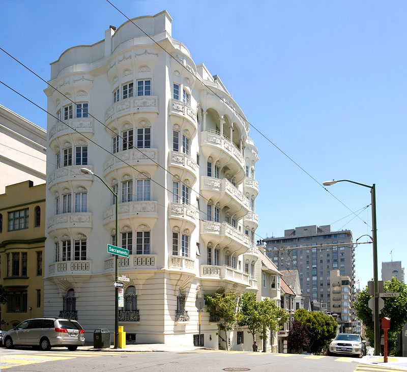 The Chambord Apartments building at 1298 Sacramento Street was designed by James Francis Dunn and built in 1921