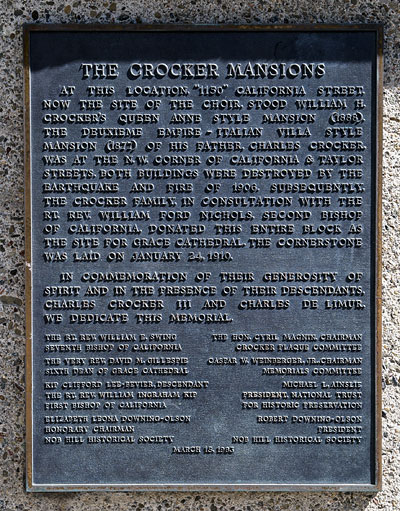 Crocker Mansions on Nob Hill Commemorative Plaque