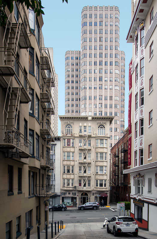 The Calvert Hotel Apartments at 637-639 Bush Street were designed by Righetti & Headman and built in 1913.