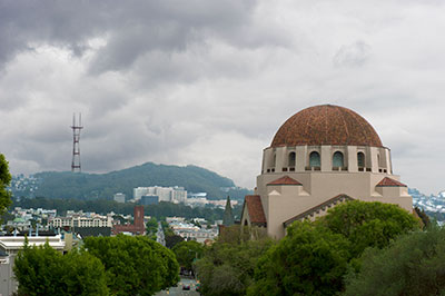 Congregation Emanu-El and Sutro Tower