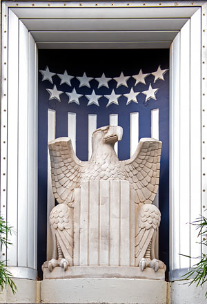 Art Deco American Eagle on the Exterior of the Rincon Annex Post Office