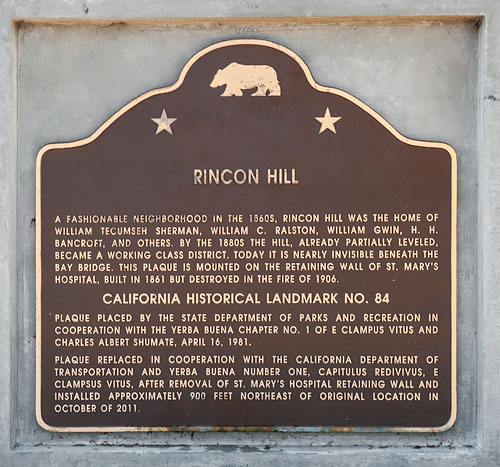 California Historical Landmark #84: Rincon Hill