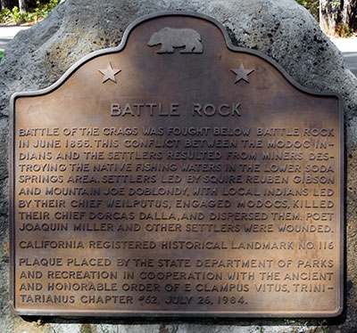 California Landmark 116: Battle Rock in Castle Crags State Park