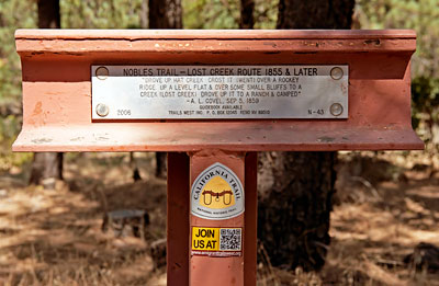 Nobles Trail Marker 43: Lost Creek Route