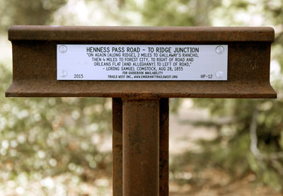 Historic Marker on Henness Pass Road - To Ridge Junction