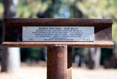 Historic Marker on Henness Pass Road - Plum Valley