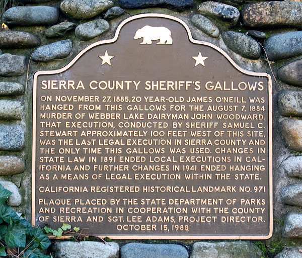 California Historical Landmark #971: Sierra County Sheriff's Gallows