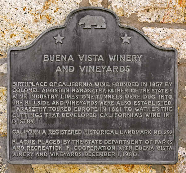 California Historical Landmark #392: Buena Vista Winery and Vineyards in Sonoma