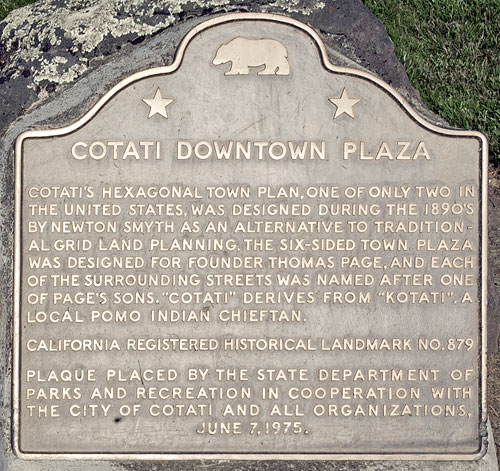 California Historical Landmark #879: Cotati Downtown Plaza
