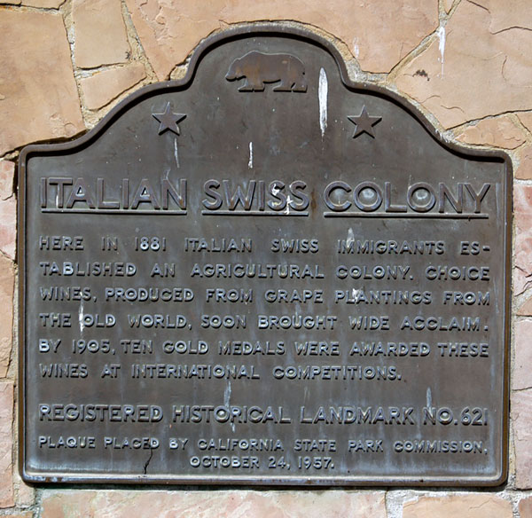 California Historical Landmark #621: Italian Swiss Colony
