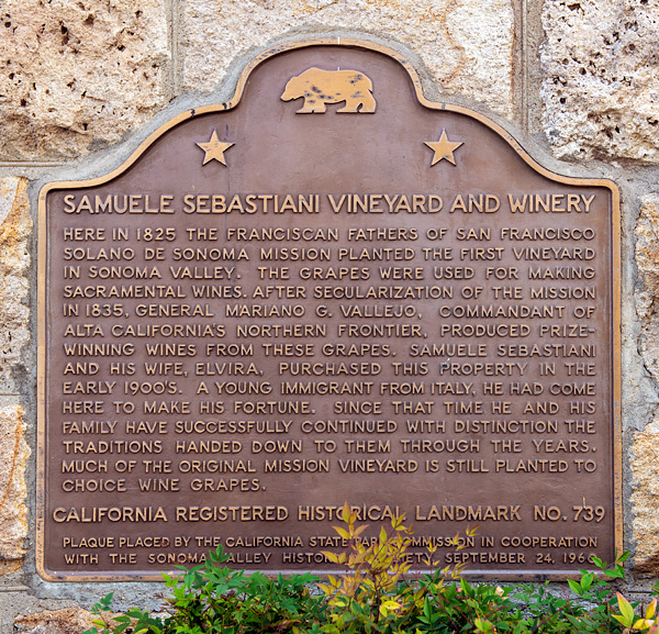 California Historical Landmark #739: Samuele Sebastiani Vineyard and Winery