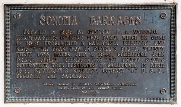 California Historical Landmark #316: Sonoma Barracks
