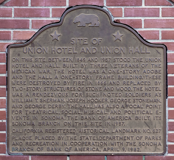 California Historical Landmark #627: Site of Union Hotel and Union Hall
