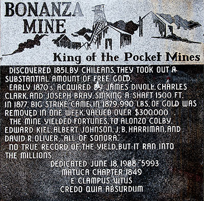 Bonanza Mine Marker in Sonora