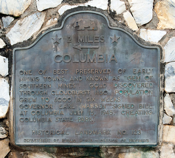 California Historical Landmark #123: Columbia