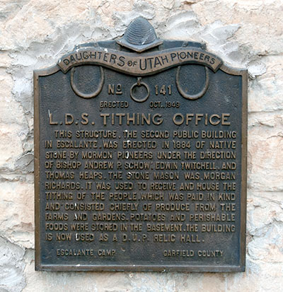 National Register #85003664: Tithing Office-Bishops Storehouse in Panguitch